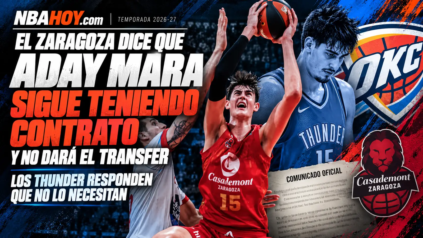 Aday Mara, entre el Casademont Zaragoza y los Oklahoma City Thunder