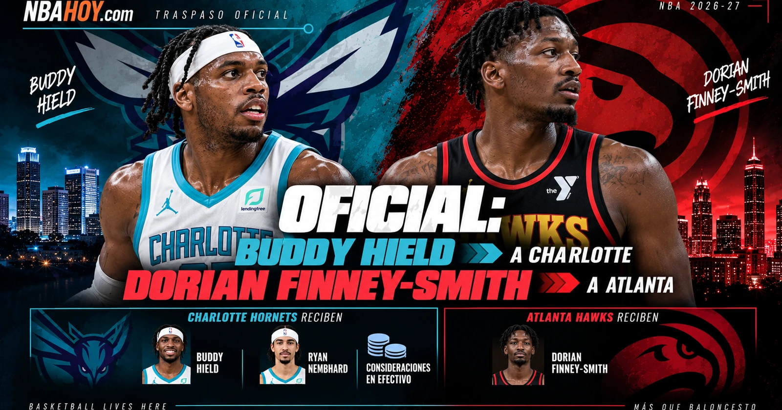 Buddy Hield llega a Charlotte y Dorian Finney-Smith a Atlanta en un traspaso oficial