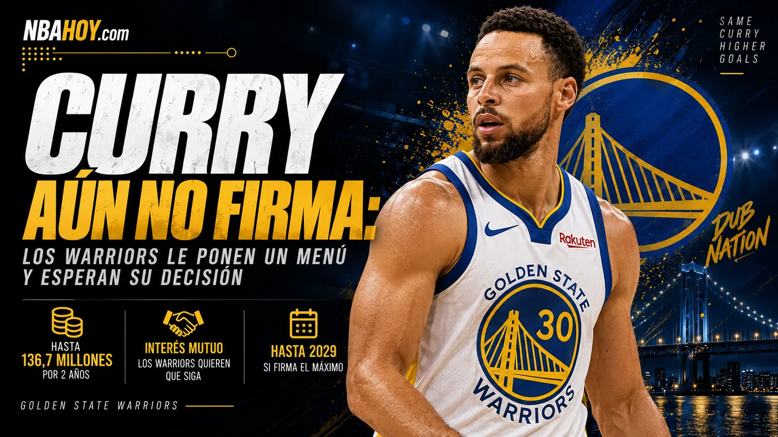 Curry aún no firma: los Warriors le ponen un menú y esperan su decisión