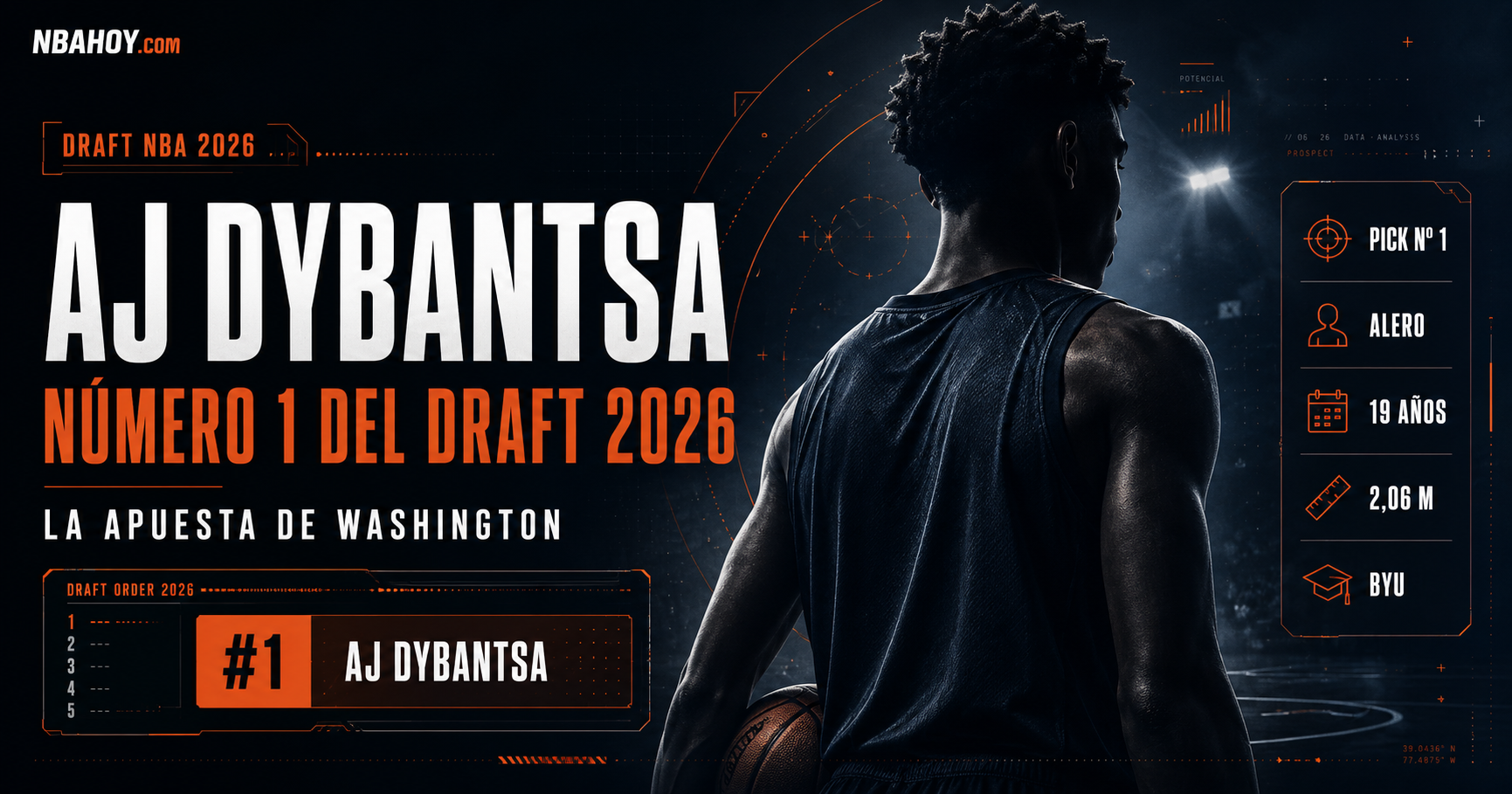 AJ Dybantsa, número 1 del Draft NBA 2026 con los Washington Wizards