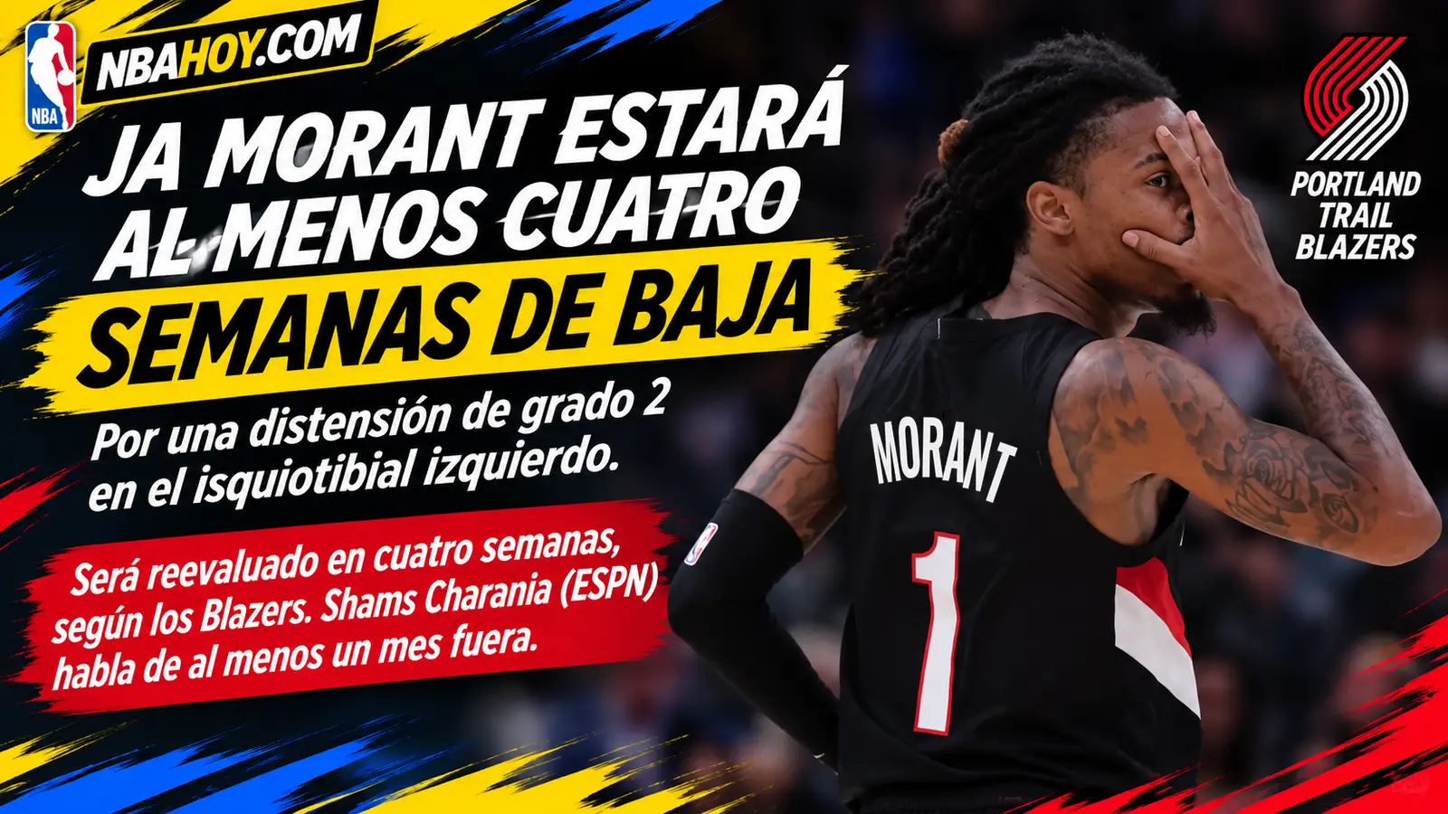 Ja Morant, baja de al menos cuatro semanas en los Trail Blazers