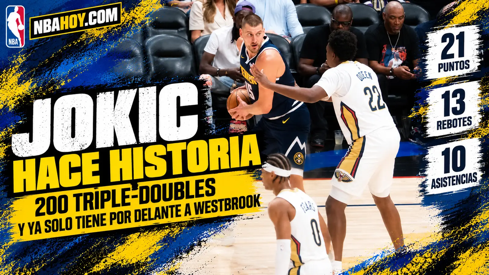 Nikola Jokic firma su triple-doble número 200 en el Pelicans 91-104 Nuggets