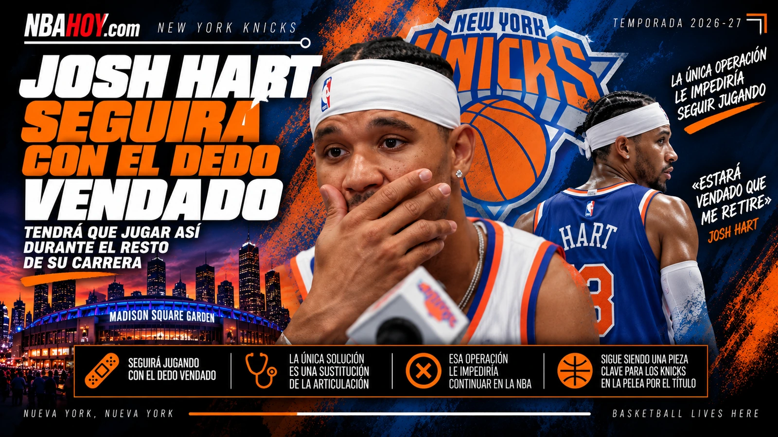 Josh Hart seguirá jugando con el dedo anular derecho vendado
