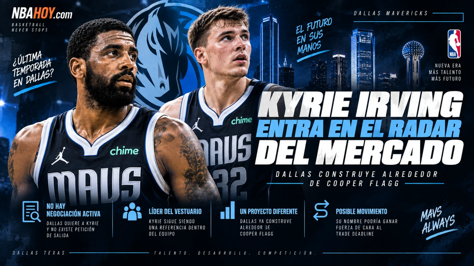Kyrie Irving vuelve al radar del mercado: Dallas podría recibir ofertas difíciles de rechazar
