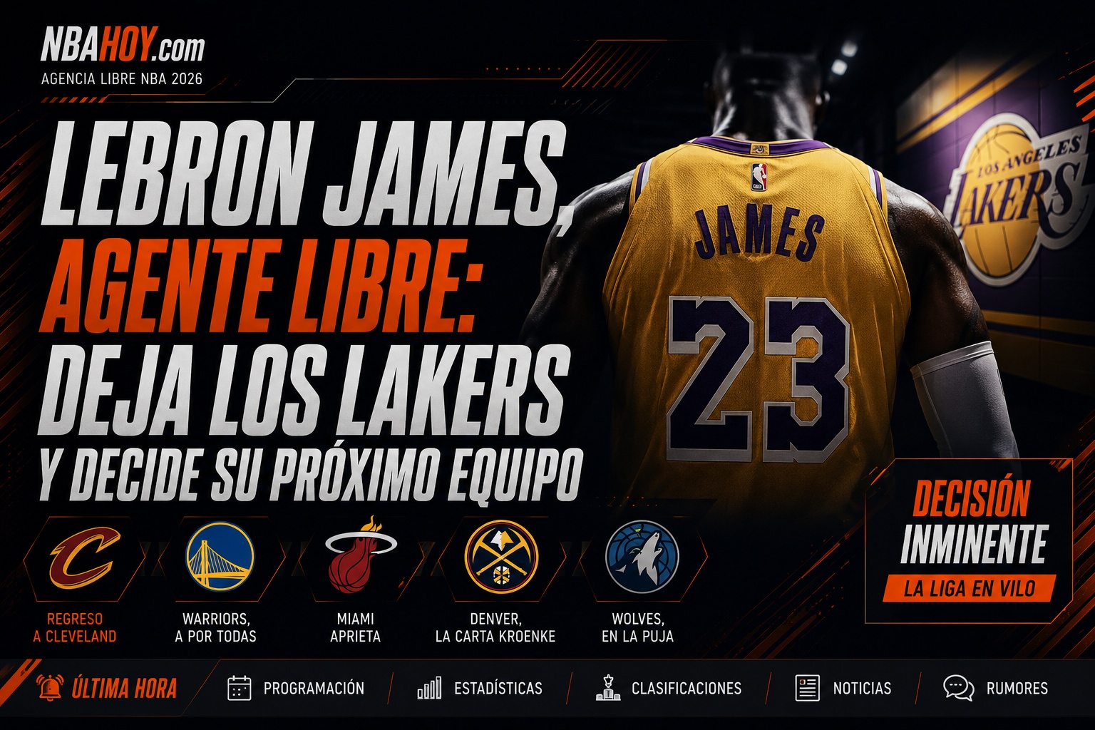 LeBron James deja los Lakers en la agencia libre 2026
