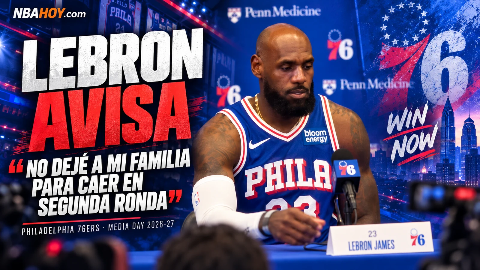 LeBron James con la camiseta de los Philadelphia 76ers