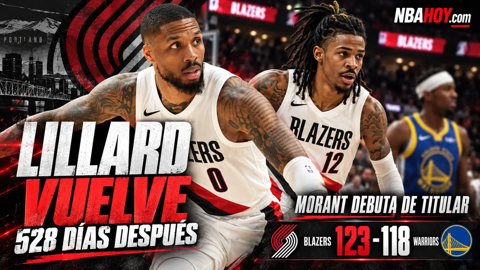 Damian Lillard vuelve con Portland y Ja Morant debuta de titular: Blazers 123-118 Warriors