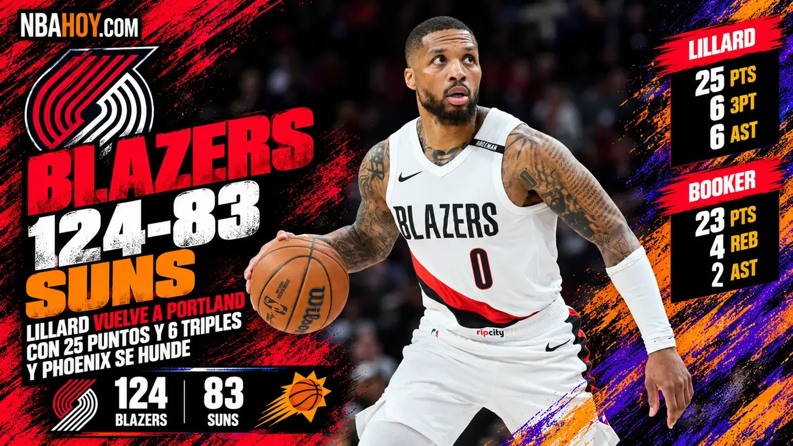 Damian Lillard en el Blazers 124-83 Suns