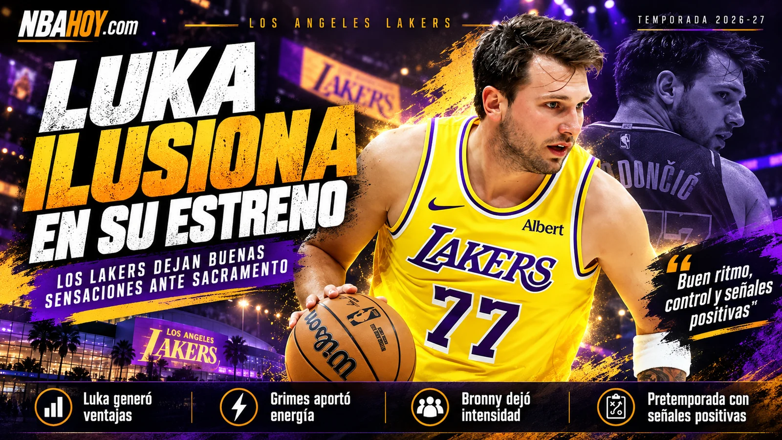 Luka Doncic lidera a Los Angeles Lakers ante Sacramento Kings