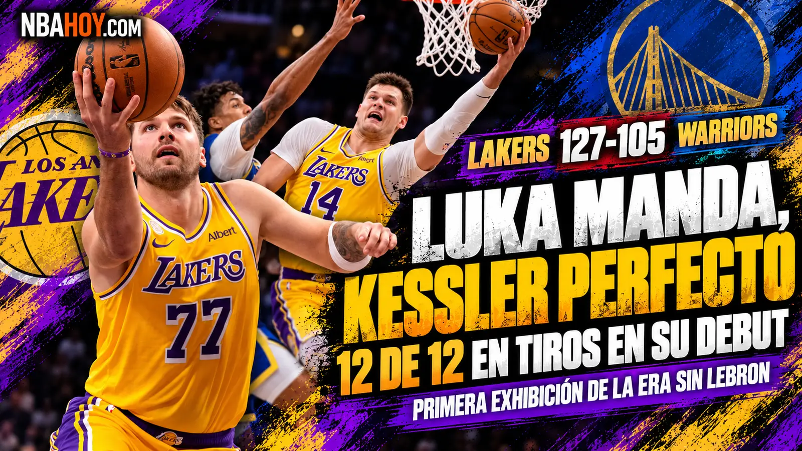 Luka Doncic y Walker Kessler en el Lakers 127-105 Warriors