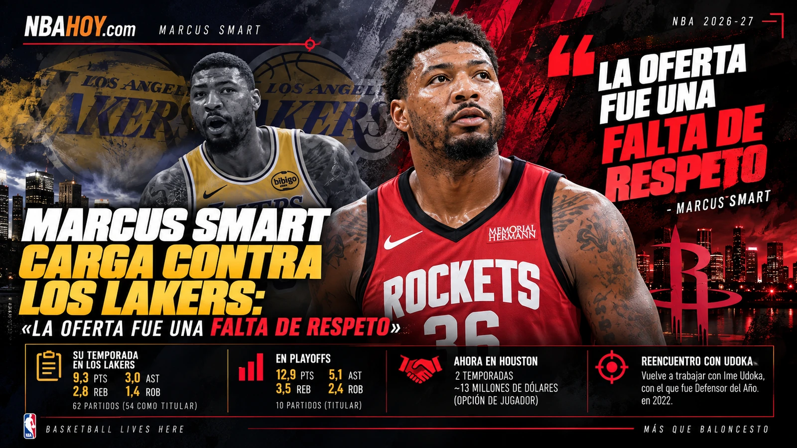 Marcus Smart critica la oferta de los Lakers antes de fichar por Houston Rockets