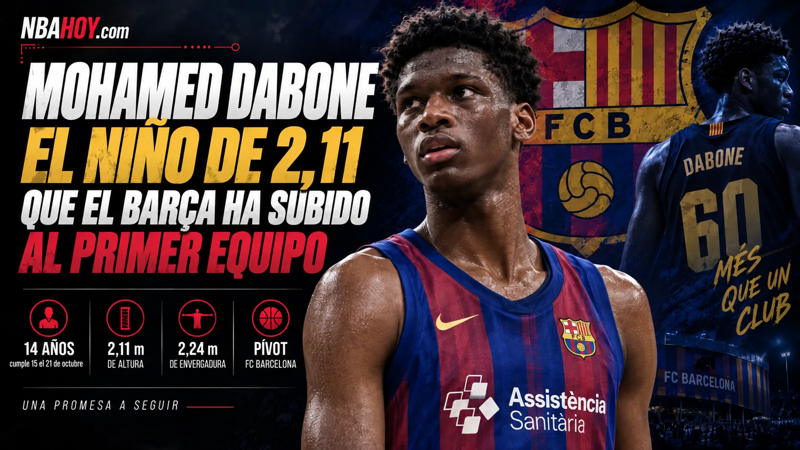 Mohamed Dabone, pívot de 2,11 metros del FC Barcelona: 14 años, 2,24 de envergadura