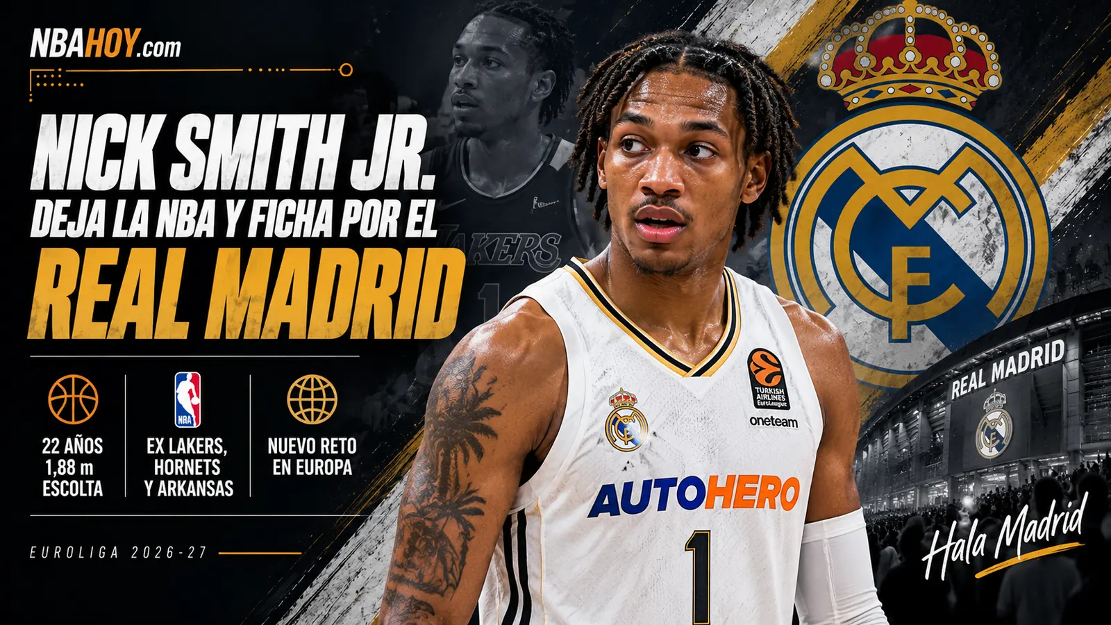 Nick Smith Jr. ficha por el Real Madrid: 22 años, 1,88 m, escolta, ex de Lakers, Hornets y Arkansas