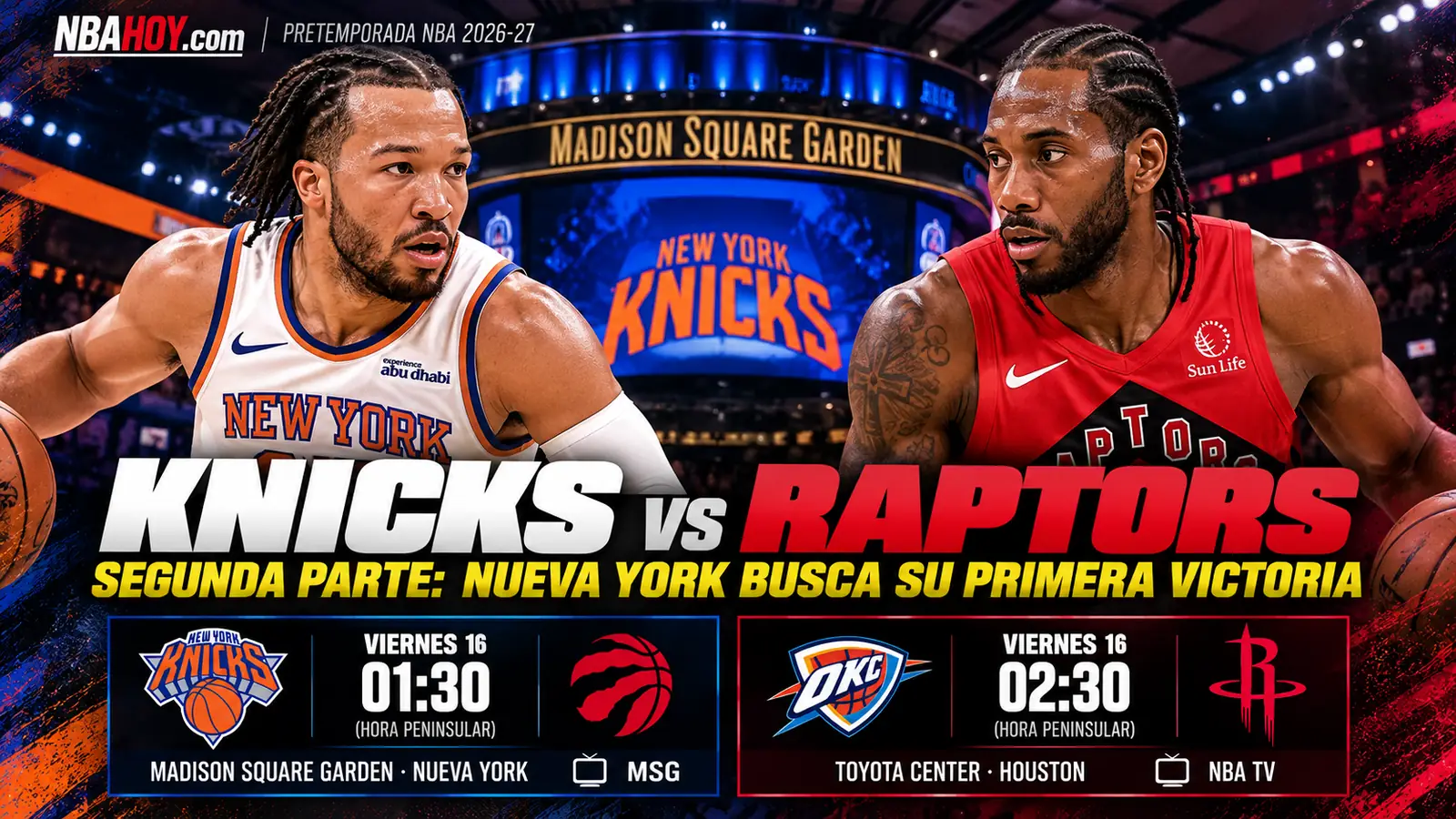 Previa Knicks-Raptors y Thunder-Rockets: horarios en España y televisión