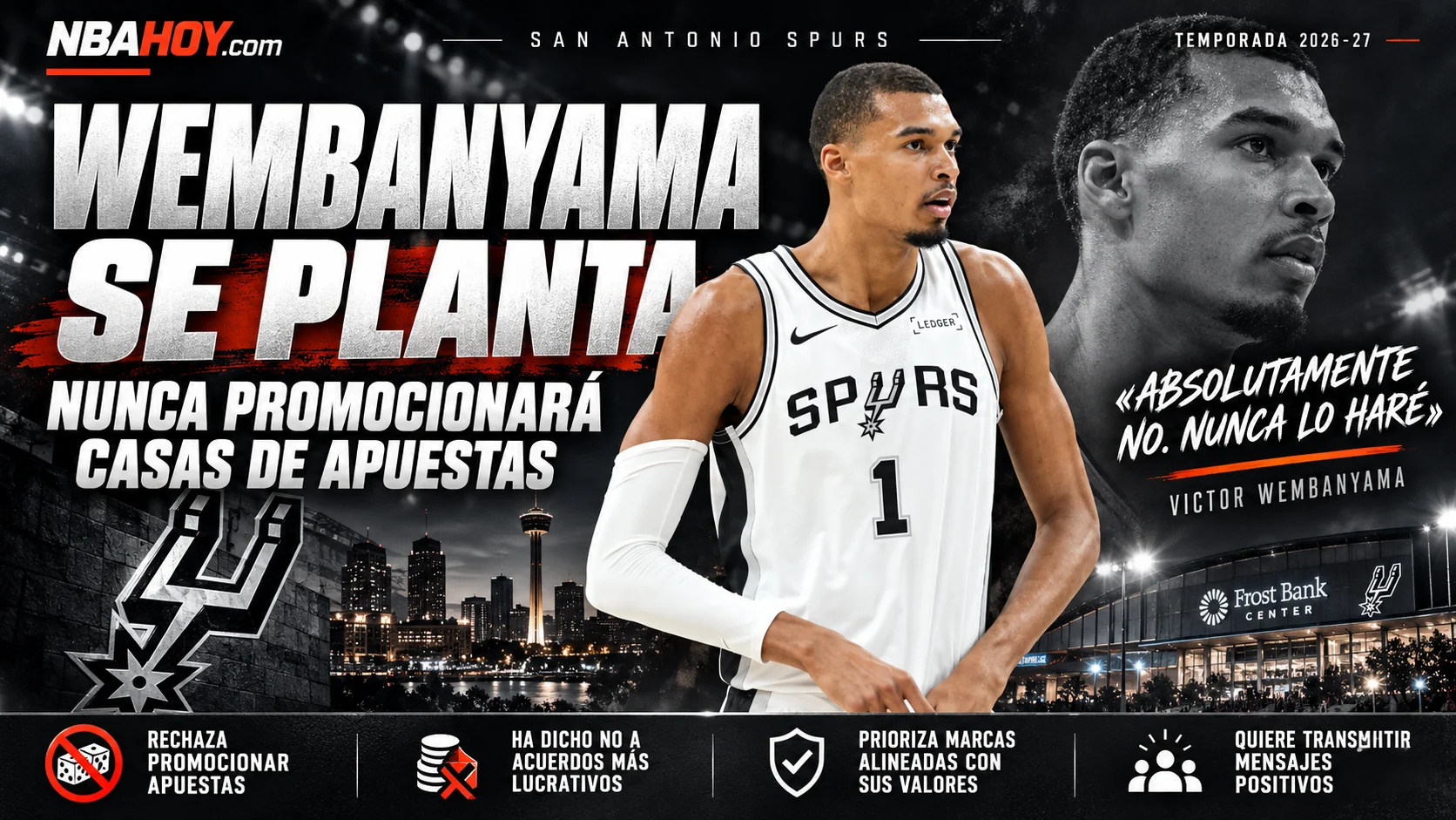 Victor Wembanyama asegura que nunca promocionará casas de apuestas